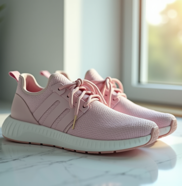 Chaussures de sport femmes élégantes sur un sol de studio lumineux