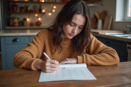 Jeune femme marque dates sur calendrier black friday