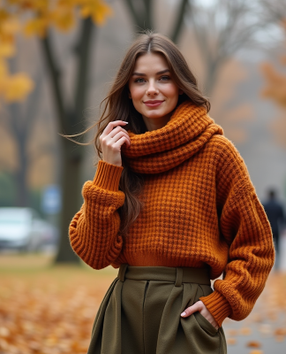 Femme élégante en automne dans un parc urbain