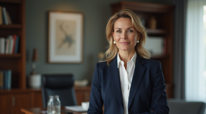 Femme élégante en bureau professionnel avec montre