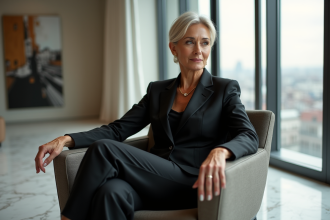 Femme élégante dans un penthouse moderne et luxueux