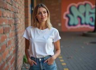 Tendance mode : Les jeans des années 90 indémodables en 2025 ? Femme en jeans 90s contre un mur de briques en ville